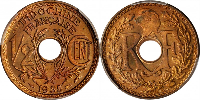 FRENCH INDO-CHINA

FRENCH INDO-CHINA. Bronze 1/2 Cent Essai (Pattern), 1935. P...
