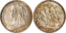 Victoria (1837-1901)

GREAT BRITAIN. Crown, 1894 Year LVIII. London Mint. Victoria. PCGS MS-64 Gold Shield.

S-3937; KM-783. An attractive, boldly...