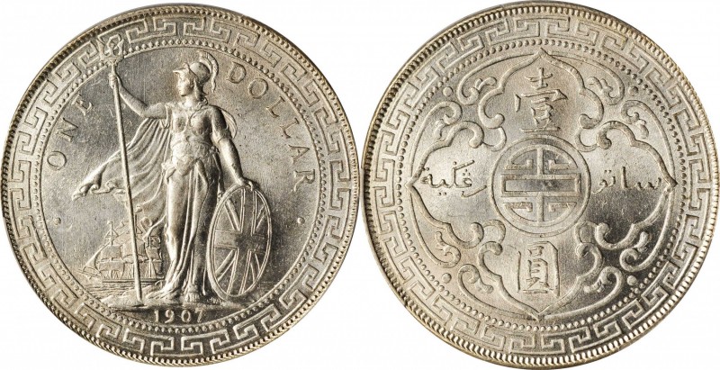 Edward VII to current (since 1902)

GREAT BRITAIN. Trade Dollar, 1907-B. Bomba...
