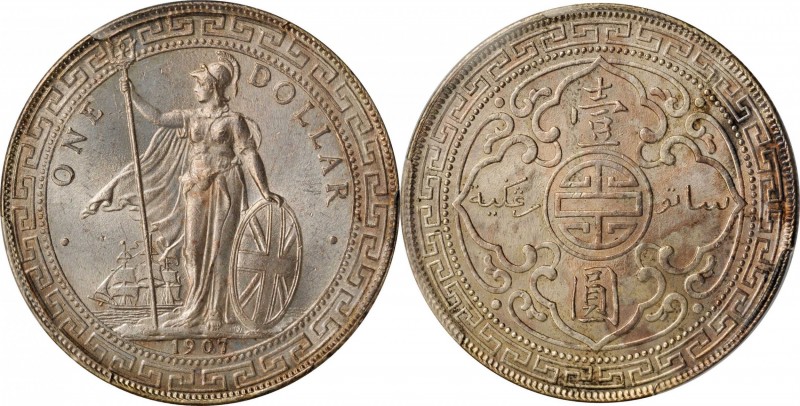 Edward VII to current (since 1902)

GREAT BRITAIN. Trade Dollar, 1907-B. Bomba...