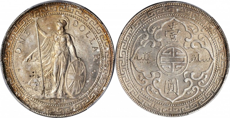Edward VII to current (since 1902)

GREAT BRITAIN. Trade Dollar, 1907-B. Bomba...