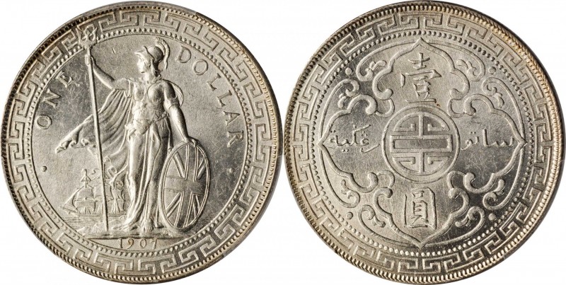 Edward VII to current (since 1902)

GREAT BRITAIN. Trade Dollar, 1907-B. Bomba...