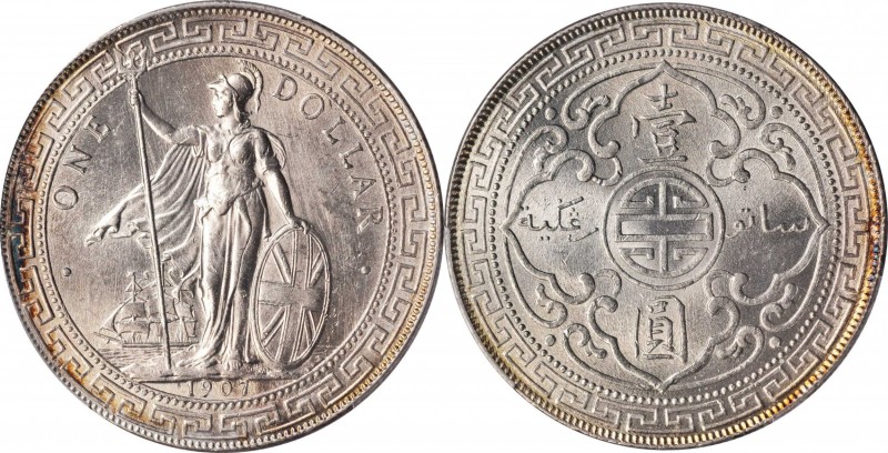 Edward VII to current (since 1902)

GREAT BRITAIN. Trade Dollar, 1907-B. Bomba...
