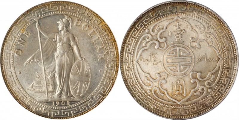 Edward VII to current (since 1902)

GREAT BRITAIN. Trade Dollar, 1908-B. Bomba...