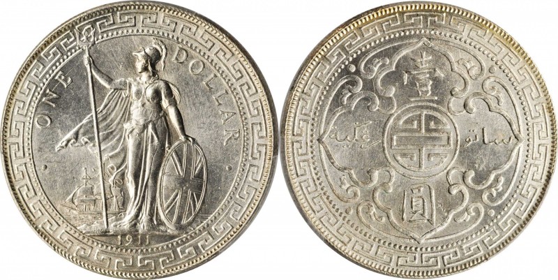 Edward VII to current (since 1902)

GREAT BRITAIN. Trade Dollar, 1911-B. Bomba...