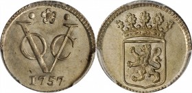 NETHERLANDS EAST INDIES

NETHERLANDS EAST INDIES. Silver 1/2 Duit, 1757. PCGS MS-64 Gold Shield.

KM-72a; Sch-361. Holland issue. An exceptional p...