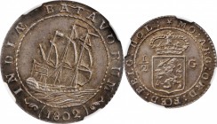 NETHERLANDS EAST INDIES

NETHERLANDS EAST INDIES. Batavian Republic. 1/2 Gulden, 1802. Enkhuizen Mint. NGC MS-63.

KM-82. A fairly deeply toned ex...
