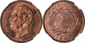 SARAWAK

SARAWAK. Cent, 1863. NGC PROOF-65 Red Brown.

KM-3; Tan-SC7. A very SCARCE issue in proof, this red-brown Gem offers some subtle brillian...
