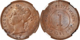 STRAITS SETTLEMENTS

STRAITS SETTLEMENTS. Cent, 1872-H. Heaton Mint. Victoria. NGC MS-63 Brown.

KM-9. This delightfully choice specimen offers a ...