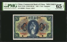 CHINA--REPUBLIC

(t) CHINA--REPUBLIC. Commercial Bank of China. 1 Tael, 1920. P-A134s. Specimen. PMG Gem Uncirculated 65 EPQ.

(S/M#C293-30). Prin...