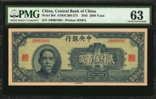 CHINA--REPUBLIC

(t) CHINA--REPUBLIC. Central Bank of China. 2500 Yuan, 1945. P-304. PMG Choice Uncirculated 63.

(S/M#C300-274). Printed by HNPA....