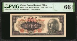 CHINA--REPUBLIC

(t) CHINA--REPUBLIC. Central Bank of China. 1000 Yuan, 1949. P-412a. Consecutive. PMG Gem Uncirculated 66 EPQ.

10 pieces in lot....