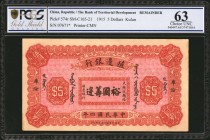 CHINA--REPUBLIC

(t) CHINA--REPUBLIC. Bank of Territorial Development. 5 Dollars, 1915. P-574r. Remainder. PCGS GSG Choice Uncirculated 63.

(S/M#...