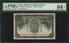 CHINA--REPUBLIC

CHINA--REPUBLIC. Military Exchange Bureau. 1 Yuan, 1927. P-595. PMG Choice Uncirculated 64 Net. Previously Mounted.

Printed by C...