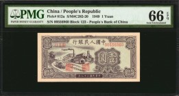 CHINA--PEOPLE'S REPUBLIC

CHINA--PEOPLE'S REPUBLIC. People's Bank of China. 1 Yuan, 1949. P-812a. PMG Gem Uncirculated 66 EPQ.

(S/M#C282-20). Blo...