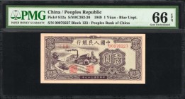 CHINA--PEOPLE'S REPUBLIC

CHINA--PEOPLE'S REPUBLIC. People's Bank of China. 1 Yuan, 1949. P-812a. PMG Gem Uncirculated 66 EPQ.

(S/M#C282-20). A l...