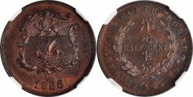 BRITISH NORTH BORNEO

BRITISH NORTH BORNEO. 1/2 Cent, 1886-H. Heaton Mint. NGC MS-65 Red Brown.

KM-1. A lovely, lustrous coin with needle-sharp d...
