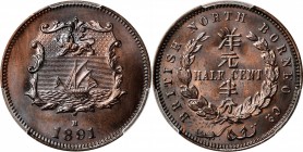 BRITISH NORTH BORNEO

BRITISH NORTH BORNEO. 1/2 Cent, 1891-H. Heaton Mint. PCGS MS-64 Brown Gold Shield.

KM-1; Tan-NBC1. A sharply detailed, near...