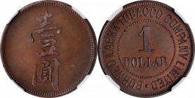 BRITISH NORTH BORNEO

BRITISH NORTH BORNEO. Labuk Tobacco Company Limited. Dollar Token, ND. NGC PROOF-64 Brown.

SS-19; Pr-35. A highly attractiv...