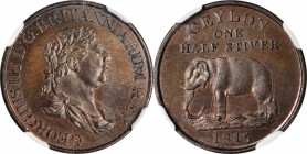 CEYLON

CEYLON. 1/2 Stiver, 1815. NGC MS-65 Brown.

KM-80. A lovely, lustrous Gem with needle-sharp strike details and very dark brown patina thro...