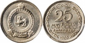 CEYLON

CEYLON. 25 Cents, 1965. PCGS SPECIMEN-66 Gold Shield.

KM-131. Pop: 2, none graded finer by PCGS. A blast white and flashy coin with full ...