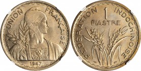 FRENCH INDO-CHINA

FRENCH INDO-CHINA. Piastre, 1947. Paris Mint. NGC MS-65.

KM-32.2. Reeded Edge Variety. A boldly struck and lightly toned Gem q...