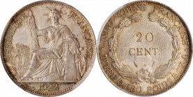 FRENCH INDO-CHINA

FRENCH INDO-CHINA. 20 Cents, 1922-A. Paris Mint. PCGS MS-64+ Gold Shield.

KM-17.1; Lec-222. A boldly struck and softly lustrou...
