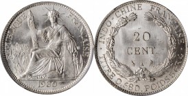 FRENCH INDO-CHINA

FRENCH INDO-CHINA. 20 Cents, 1930-A. Paris Mint. PCGS MS-66 Gold Shield.

KM-17.1; Lec-230. Pop: 8, three graded finer by PCGS....
