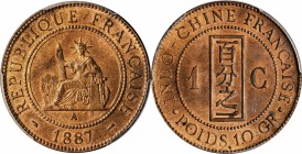 FRENCH INDO-CHINA

FRENCH INDO-CHINA. Cent, 1887-A. Paris Mint. PCGS MS-64 Red Brown Gold Shield.

KM-1; Lec-39. A well struck coin with almost fu...