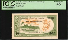 CAMBODIA

CAMBODIA. Ministere du Tourisme du Cambodge. 10 Riels, 1960s. P-FX4. PCGS Currency Extremely Fine 45.

This mid-grade 10 Riels note reta...