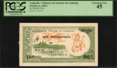 CAMBODIA

CAMBODIA. Ministere du Tourisme du Cambodge. 10 Riels, 1960s. P-FX4. PCGS Currency Extremely Fine 45.

A mid-grade example of this Cambo...