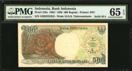 INDONESIA

INDONESIA. Bank Indonesia. 500 Rupiah, 1992/1996. P-128e. Solid Serial Number. PMG Gem Uncirculated 65 EPQ.

Printed by PPU. Found with...