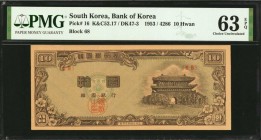 KOREA, SOUTH

KOREA, SOUTH. Bank of Korea. 10 Hwan, 1953. P-16. PMG Choice About Uncirculated 58 EPQ & Choice Uncirculated 63 EPQ.

2 pieces in lo...
