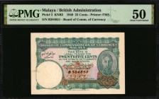 MALAYA

MALAYA. Board of Commissioners of Currency. 25 Cents, 1940. P-3. PMG About Uncirculated 50.

Printed by FMS. Light aqua ink and a colorful...