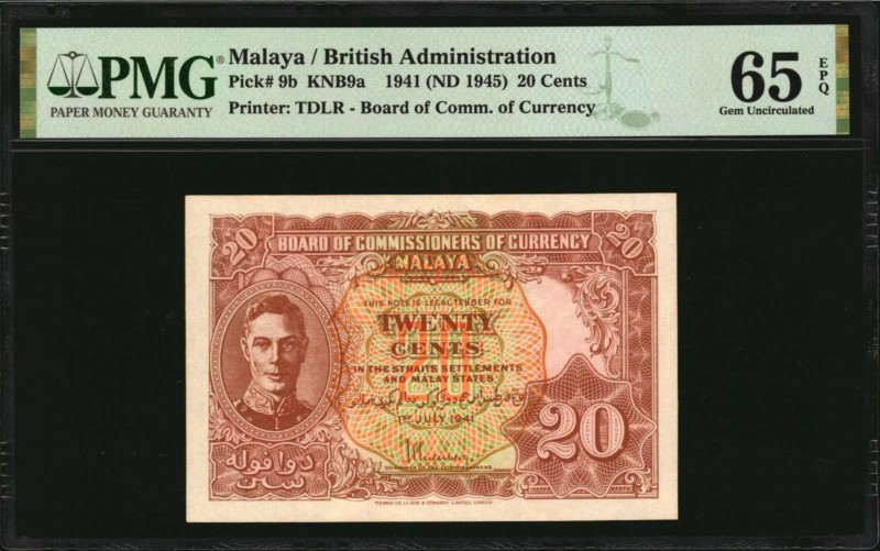 MALAYA

MALAYA. Board of Commissioners of Currency. 20 Cents, 1941 (ND 1945). ...