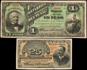 MEXICO

MEXICO. Fabrica del Tunal. 25 Centavos & 1 Peso, 1884. P-Unlisted. Very Fine.

2 pieces in lot. Both are dated 1884. Included are a 25 Cen...
