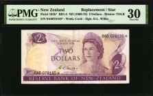 NEW ZEALAND

NEW ZEALAND. Reserve Bank of New Zealand. 2 Dollars, ND (1968-75). P-164b*. Replacement. PMG Very Fine 30.

Printed by TDLR. Replacem...