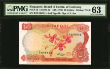 SINGAPORE

SINGAPORE. Board of Commissioners of Currency. 10 Dollars, ND (1973). P-3d. PMG Choice Uncirculated 63.

Printed by TDLR. Seal Type II....