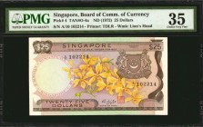 SINGAPORE

SINGAPORE. Board of Commissioners of Currency. 25 Dollars, ND (1972). P-4. PMG Choice Very Fine 35.

Printed by TDLR. Watermark of Lion...