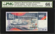 SINGAPORE

SINGAPORE. Board of Commissioners of Currency. 50 Dollars, ND (1987). P-22a. PMG Gem Uncirculated 66 EPQ.

(KNB30a-b) Printed by TDLR. ...