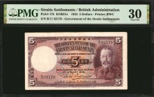 STRAITS SETTLEMENTS

STRAITS SETTLEMENTS. Government of the Straits Settlements. 5 Dollars, 1935. P-17b. PMG Very Fine 30.

Printed by BWC. KGV at...