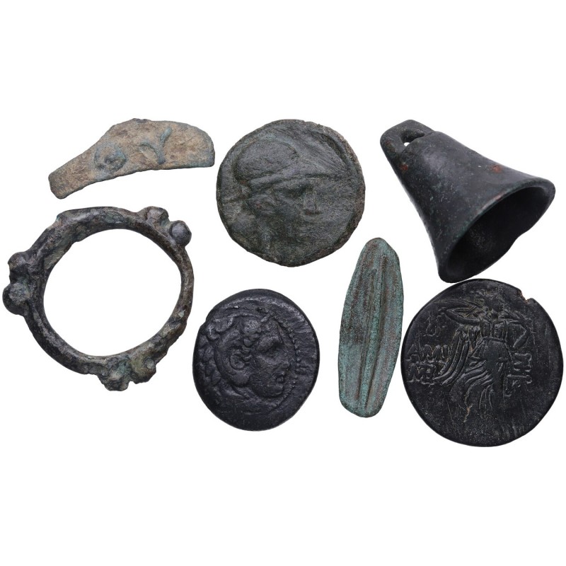 Lote de 7 monedas del mundo antiguo griego. BC a MBC. Est.70.