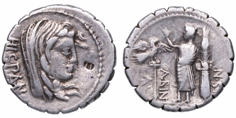 81 aC. Gens Postumia. Denario serrado. RCV 297. Ag. 3,84 g. A. Posumius A F. S.n...