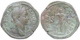 228 dC. Marco Aurelio Severo Alejandro (222-235 dC). Roma. Sestercio. RIC IV Severus Alexander 477. Ae. 21,36 g. IMP SEV ALE – XANDER AVG: Busto de Al...