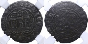 1390-1406. Enrique III (1390-1406). Burgos. Blanca. Ab-No catalogada. Ae. ENRICVS DEI GRACIA REX alrededor de un círculo que contiene una orla de 6 ló...