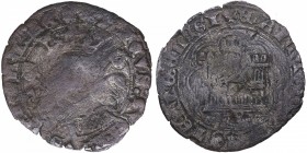 Enrique IV (1454-1474). Burgos (con florones a los lados). Cuarto. AB. 739.2. Ve. 2,99 g. BC. Est.35.