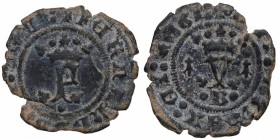 1469-1504. Reyes Católicos (1469-1504). Burgos. Blanca de Vellón. S/D. Ve. 1,23 g. B con hojas de perejil. MBC+. Est.40.