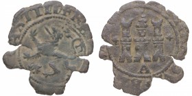 1469-1504. Reyes Católicos (1469-1504). Coruña. 2 Maravedís. A. Cy 2447. Ve. 2,15 g. BC / BC+. Est.12.