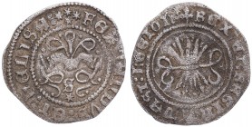 1469-1504. Reyes Católicos (1469-1504). Sevilla. 1/4 real. Cy 10. Ag. 0,74 g. MBC+. Est.300.