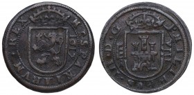 1617. Felipe III (1598-1621). Segovia, Ingenio. 8 maravedís. A. J&D D-237. Cu. 5,92 g. Rara. MBC. Est.80.